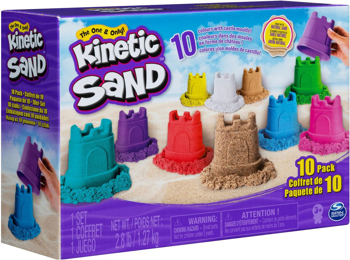 Kinetic Sand Castle Containers 10-Pack Moldable Sensory Toys, Ages 3+