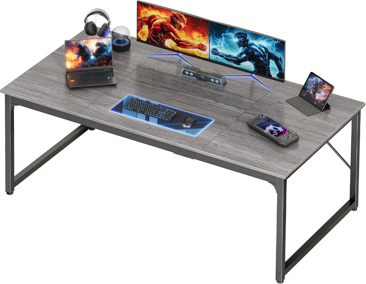 PRAISUN 47 X 24 Inch Computer Desk with Deeper Desktop, Gaming Office Writing Work Desk for Home Office, Study, Bedroom, Work from Home, Metal Frame, Rustic Brown