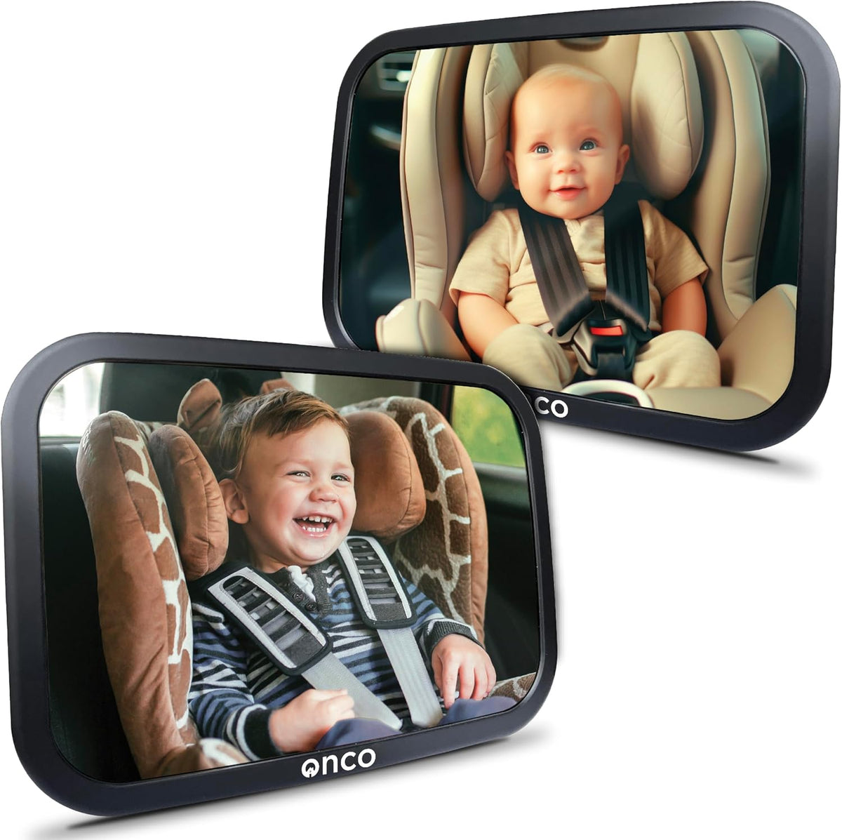Onco Baby Car Mirror for Rear Facing Seats - Double Award Winning, Non-Slip