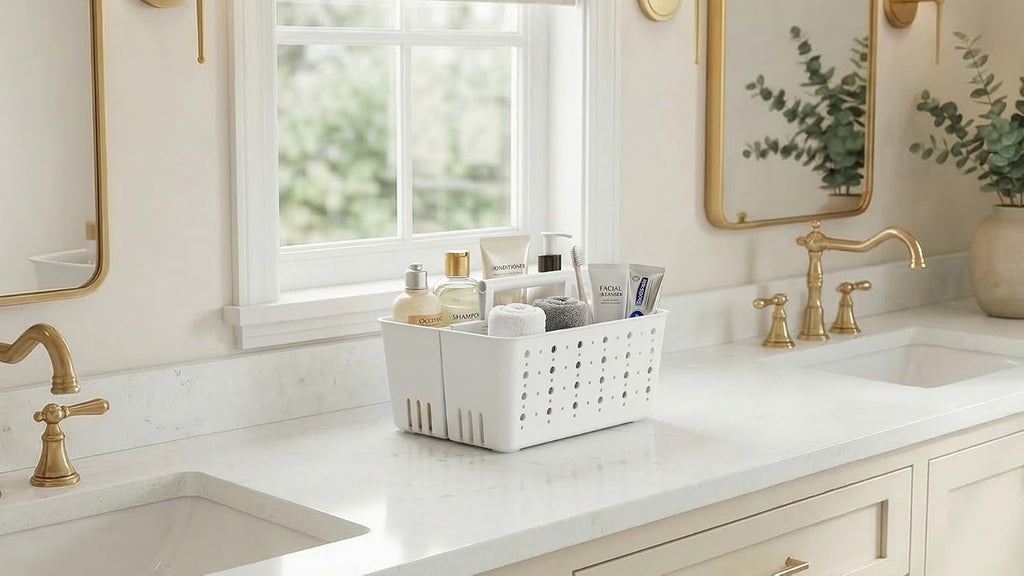 Lifewit Portable Shower Caddy, Plastic Basket Organizer, 1 Pack, White