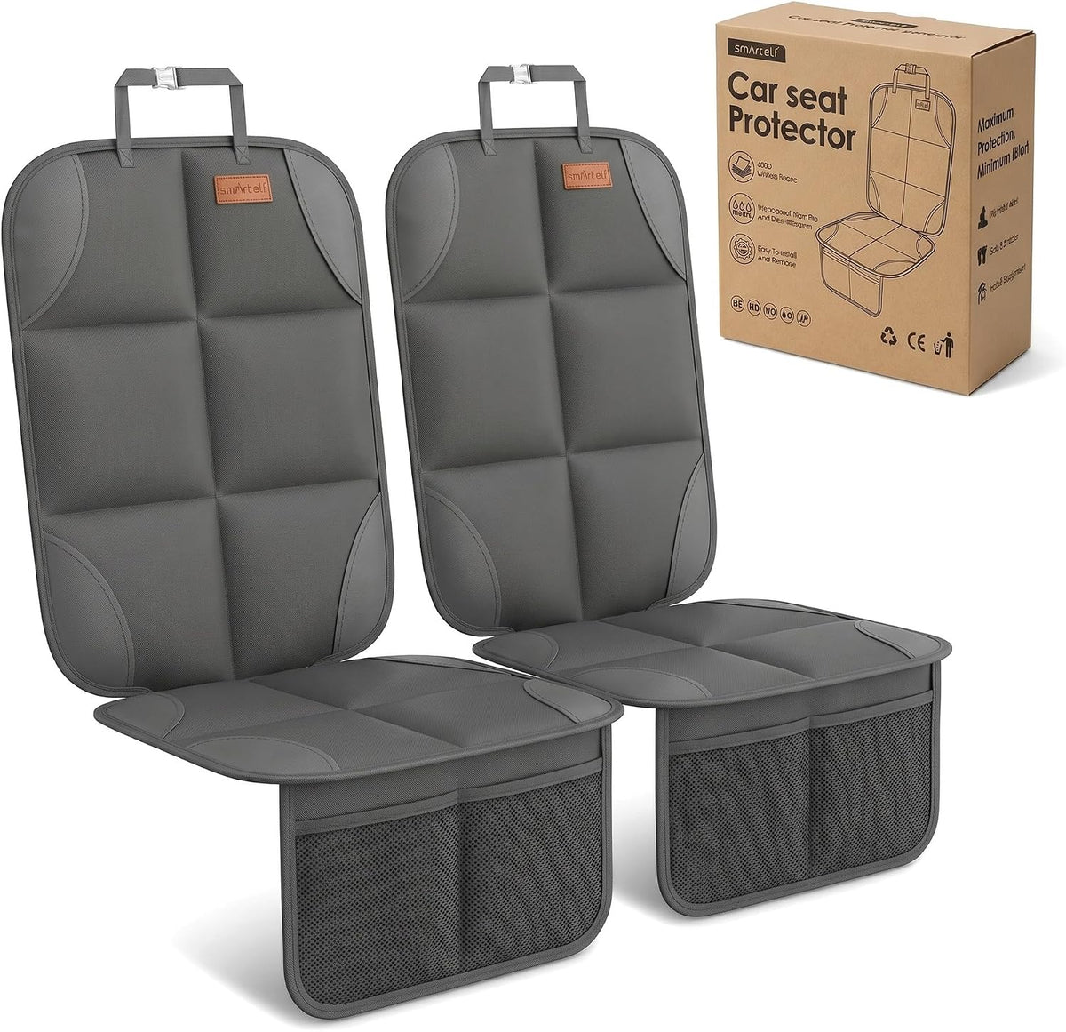 SMART ELF Car Seat Protector, Thickest Padding and Non-Slip Backing 2Pack