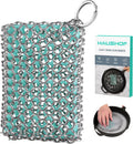 HAUSHOF Cast Iron Scrubber, Chainmail Scrubber Cast Iron Cleaner