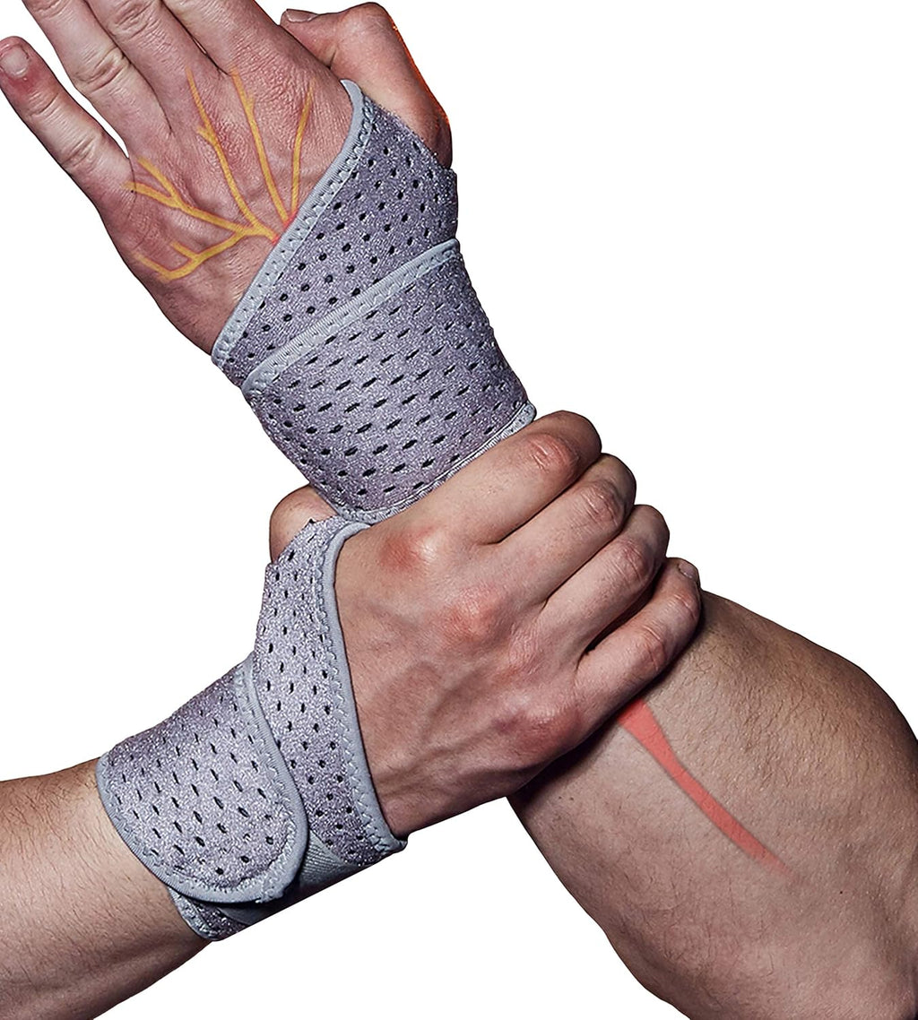 HiRui 2 Pack Wrist Compression Strap and Wrist Brace Sport Wrist Support for Fitness, Weightlifting, Tendonitis, Carpal Tunnel Arthritis, Pain Relief-Wear Anywhere-Adjustable (Black)