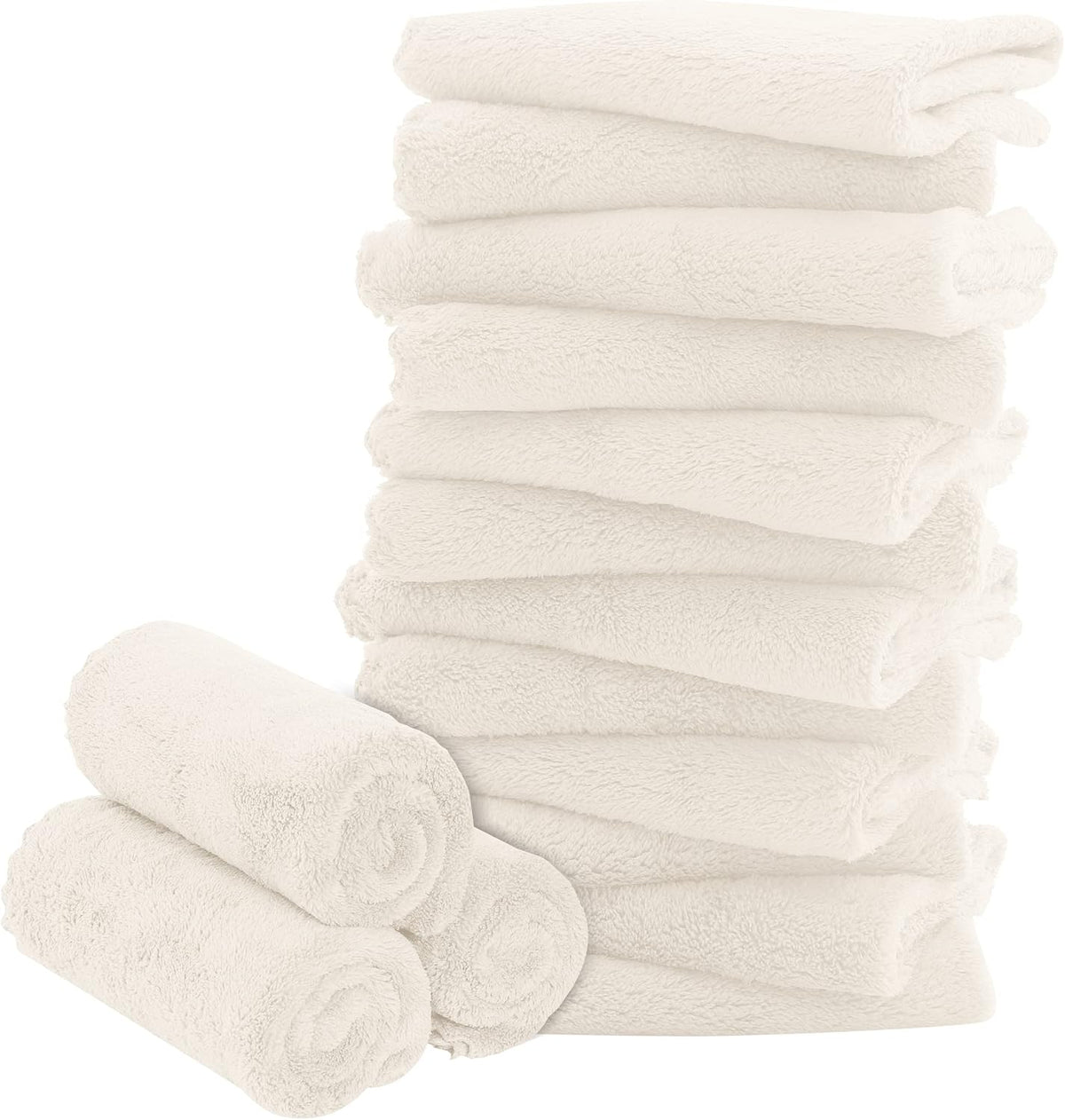 16 Pack Baby Washcloths - Luxury Multicolor Coral Fleece - Extra Absorbent and Soft Wash Clothes for Newborns, Infants and Toddlers - Suitable for Sensitive Skin and New Born - Baby Shower, 10x10 Inch