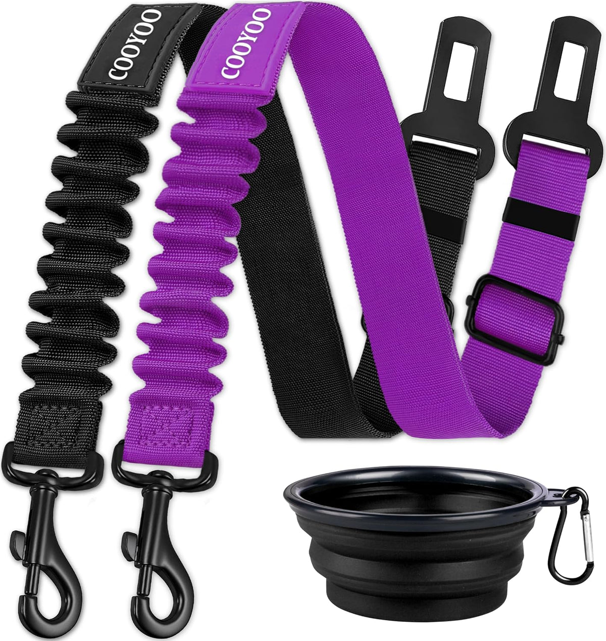 COOYOO Dog Seat Belt, Durability Retractable Dog Car Harness Adjustable Dog Seat Belt for Vehicle Nylon Pet Safety Seat Belts Heavy Duty & Elastic (1 Pack Black)