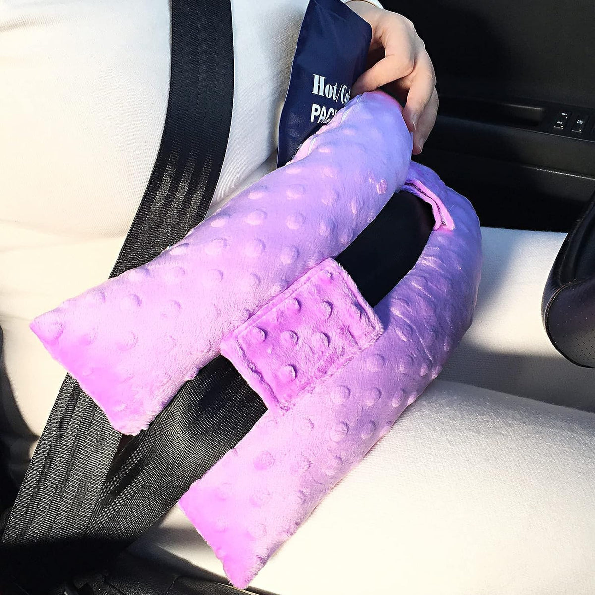 Hysterectomy Seatbelt Pillow Post Abdominal Surgery Myomectomy Pillows with Pocket for Ice/Hot Packs Breast Reduction Belly Incision Tummy Tuck C-Section Recovery Patients Gifts Minky Dot Light Gray