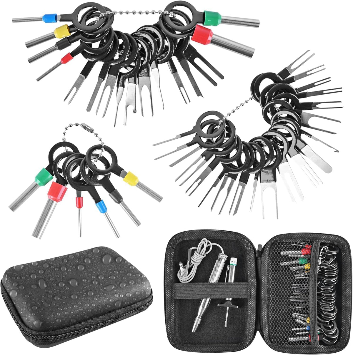 Terminal Pin Removal Tool Kit 82 Pcs Depinning Electrical Connector Pin Extractor Tool Set Wire Terminal Release for Automotive Car Household Devices - Black