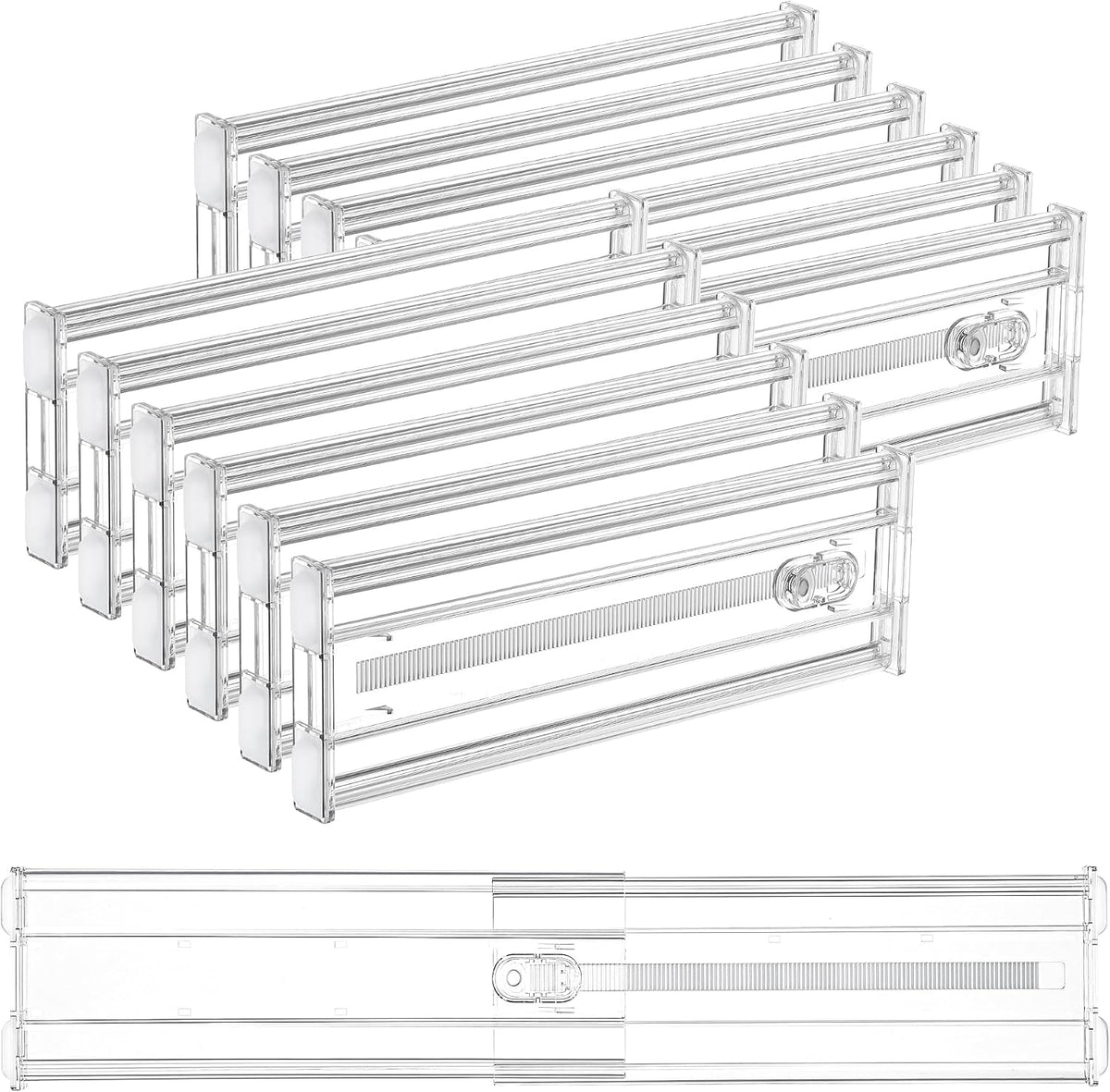 Vtopmart 6" Tall Upgrade Drawer Dividers, 12.8"-22.3" Expandable, 8 Pack