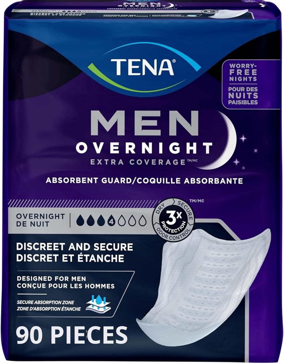 Tena Men Overnight Guards, Incontinence Pads for Men, 30 ct