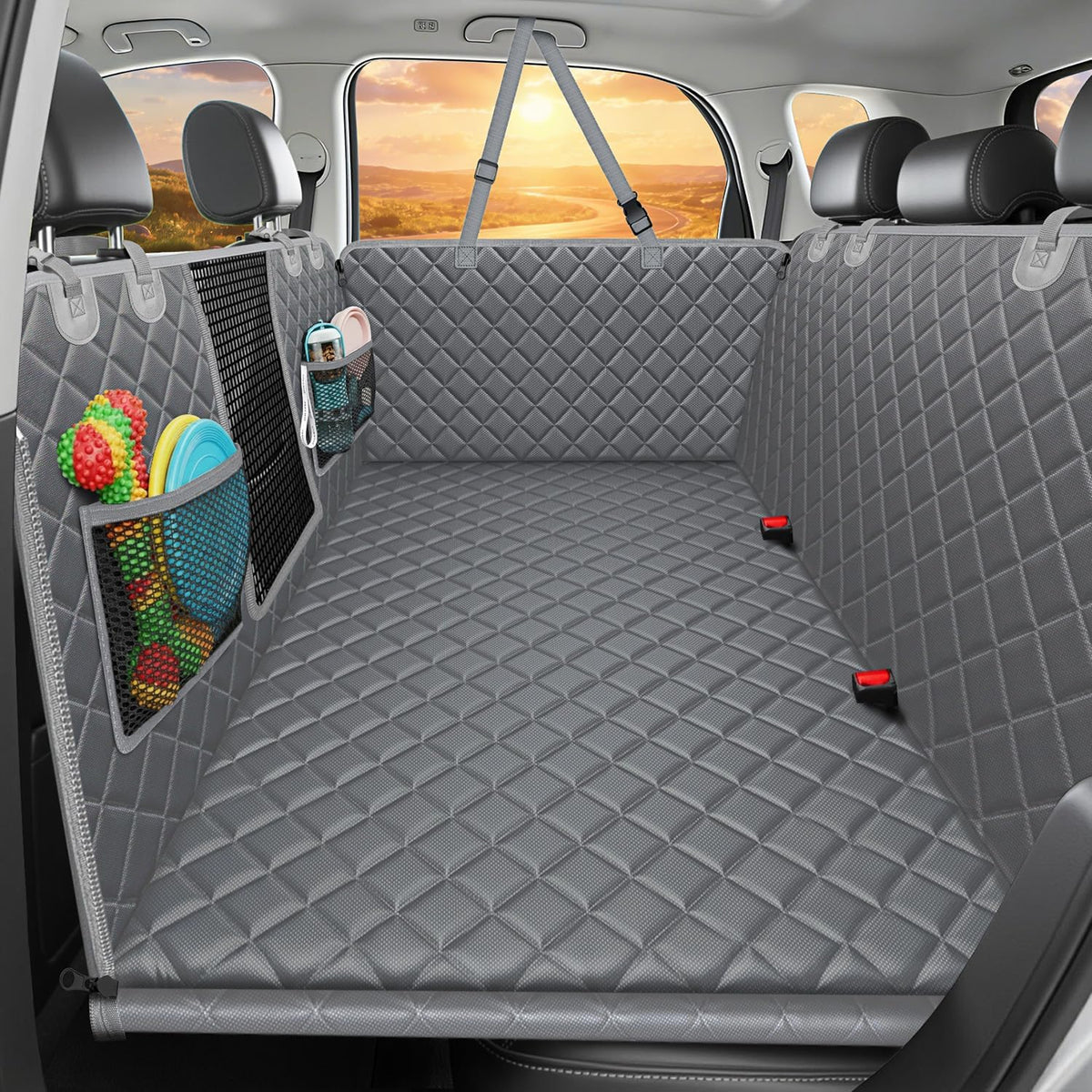 URPOWER Back Seat Extender for Dogs, Large Hard Bottom Dog Car Seat Cover