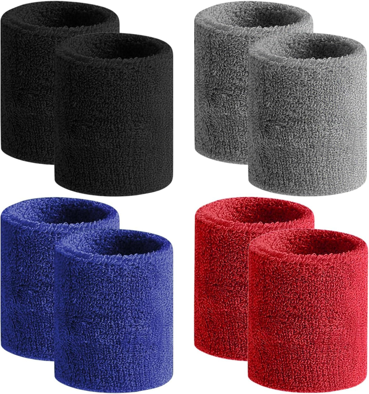 BEACE Sweatbands Sports Wristband for Men & Women -8pcs Moisture Wicking Athletic Cotton Terry Cloth Sweatband for Tennis, Basketball, Running, Gym, Working Out