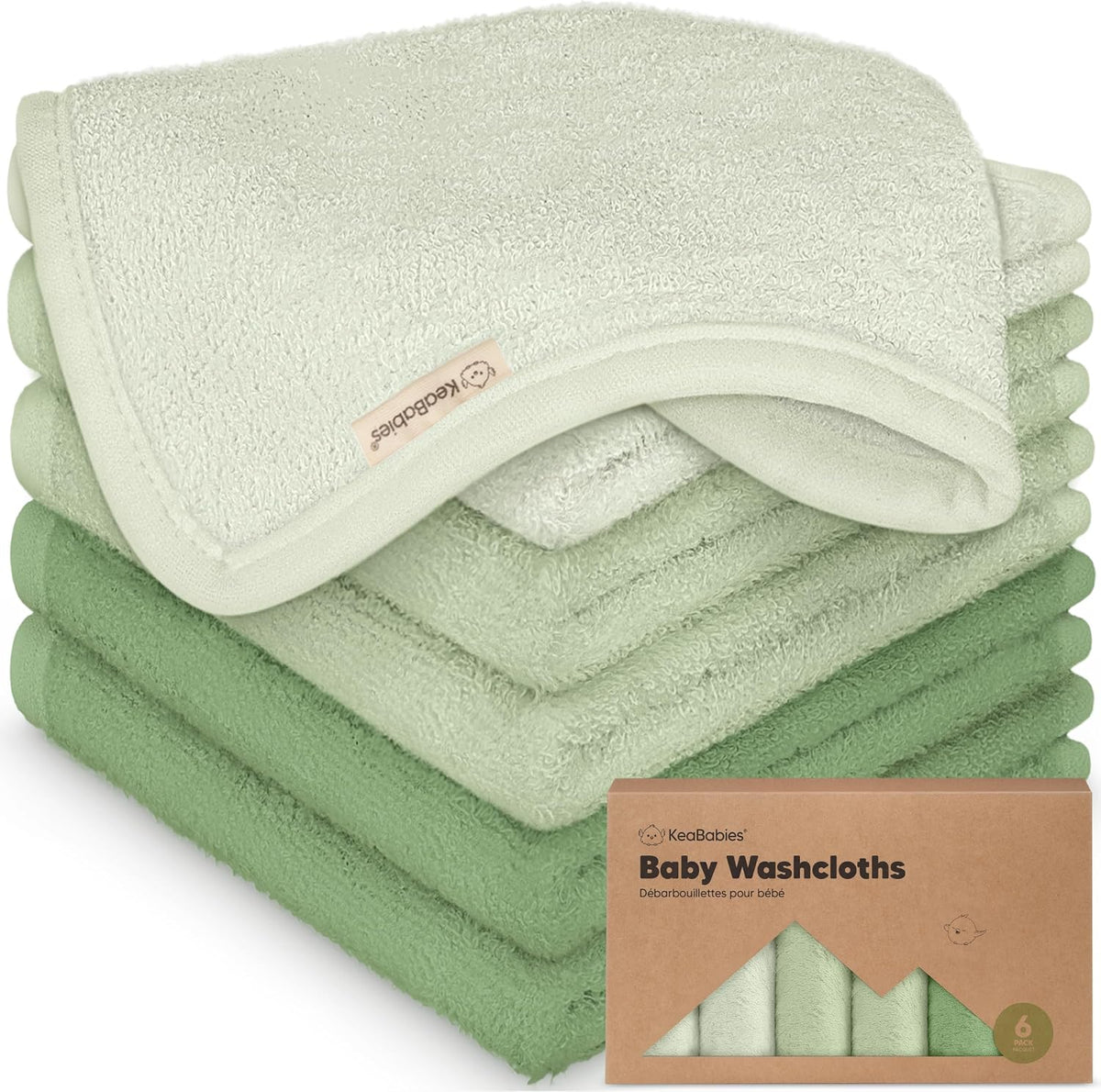 6-Pack Baby Washcloths, Soft Absorbent Washcloths for Face, Body (White)