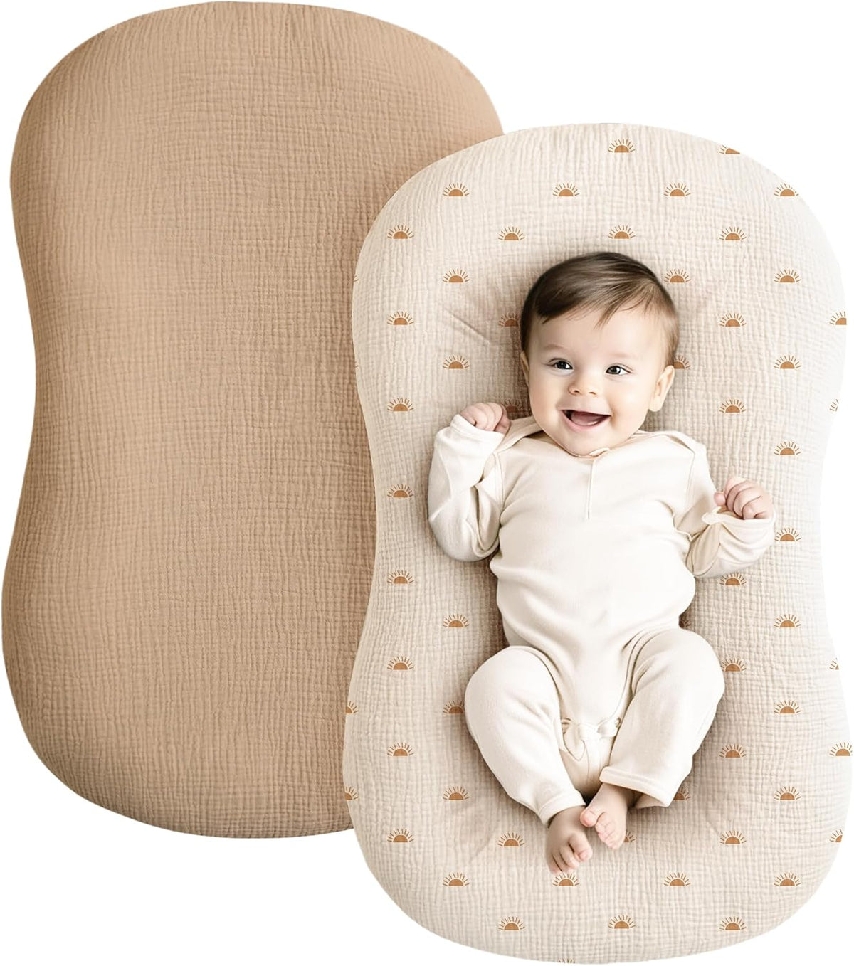 Konssy 2 Pack Muslin Baby Lounger Covers, Covers Only, 30.7" x 20"