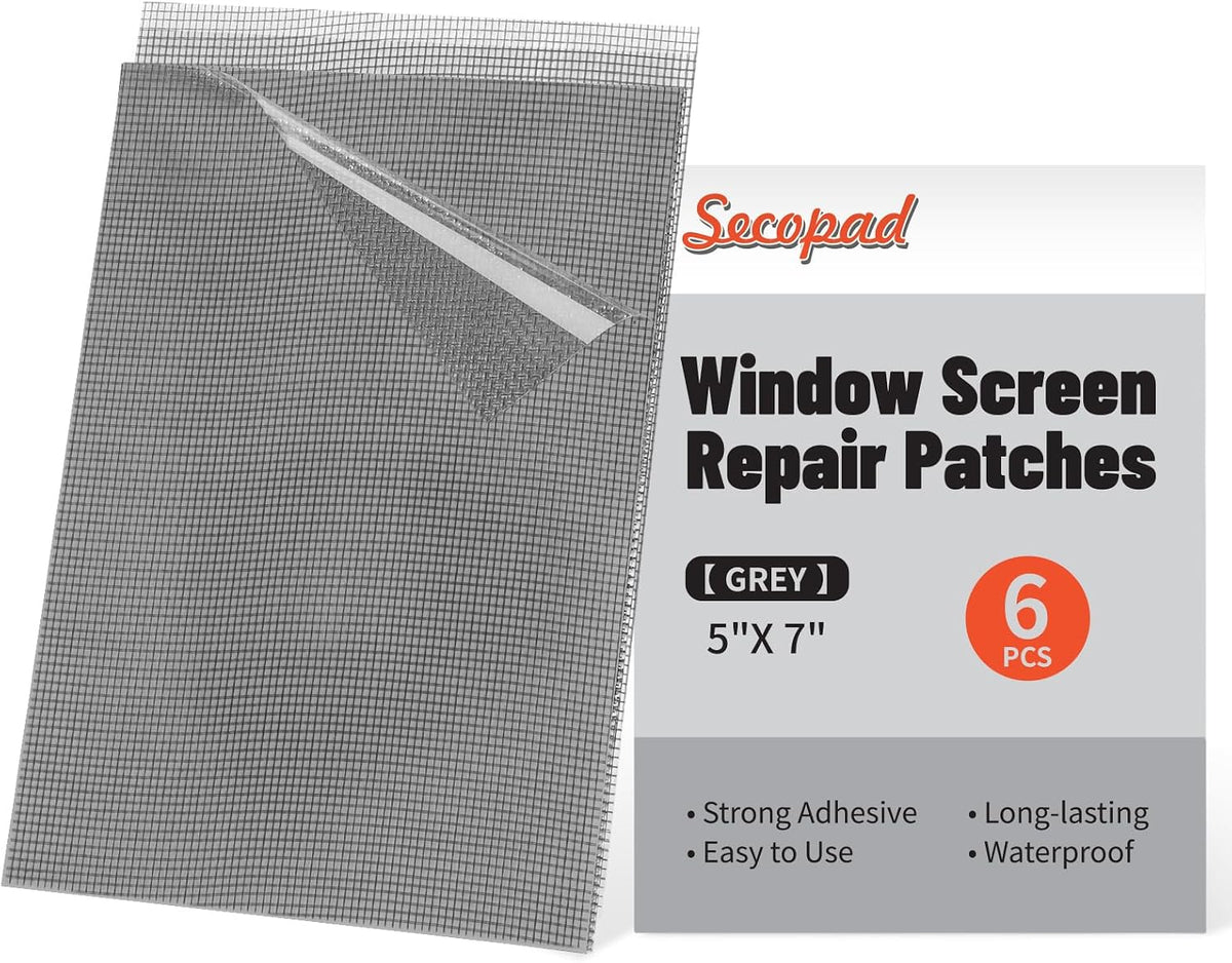Secopad 6 PCS Screen Patch Tape, 5" X 7" Window Screen Repair Kit, Black