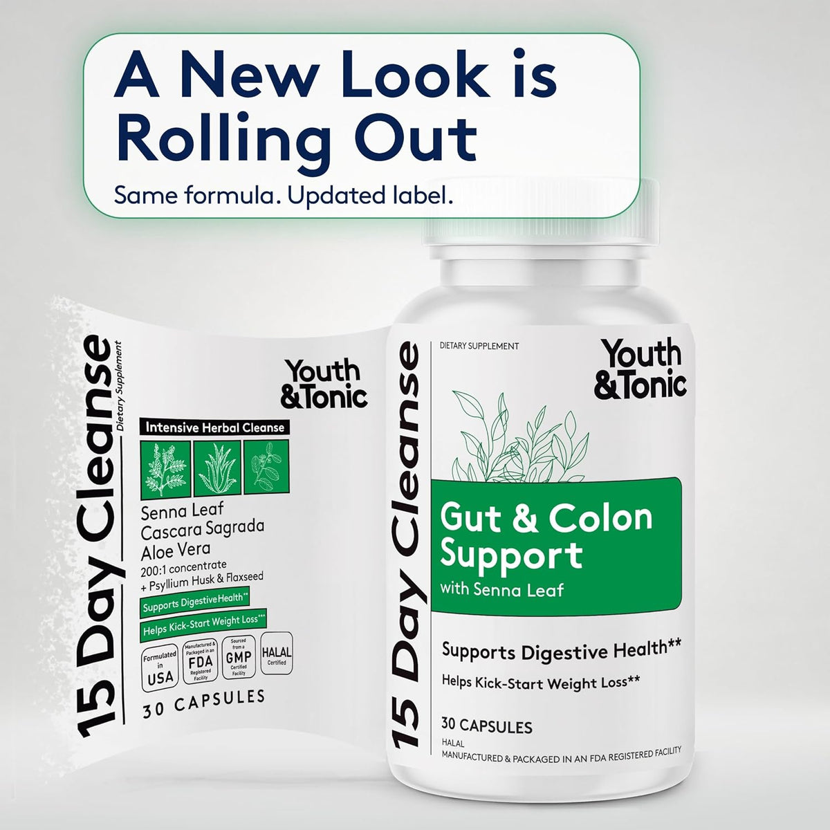 Youth & Tonic 15 Day Cleanse - Colon Cleanse & Gut Support, 30 Pills