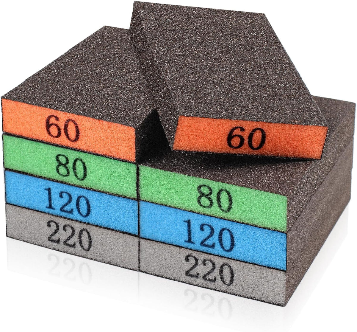 YNZDRWA 8 Pack Sanding Sponge, 60/80/120/220 Grit Sanding Blocks Assortment