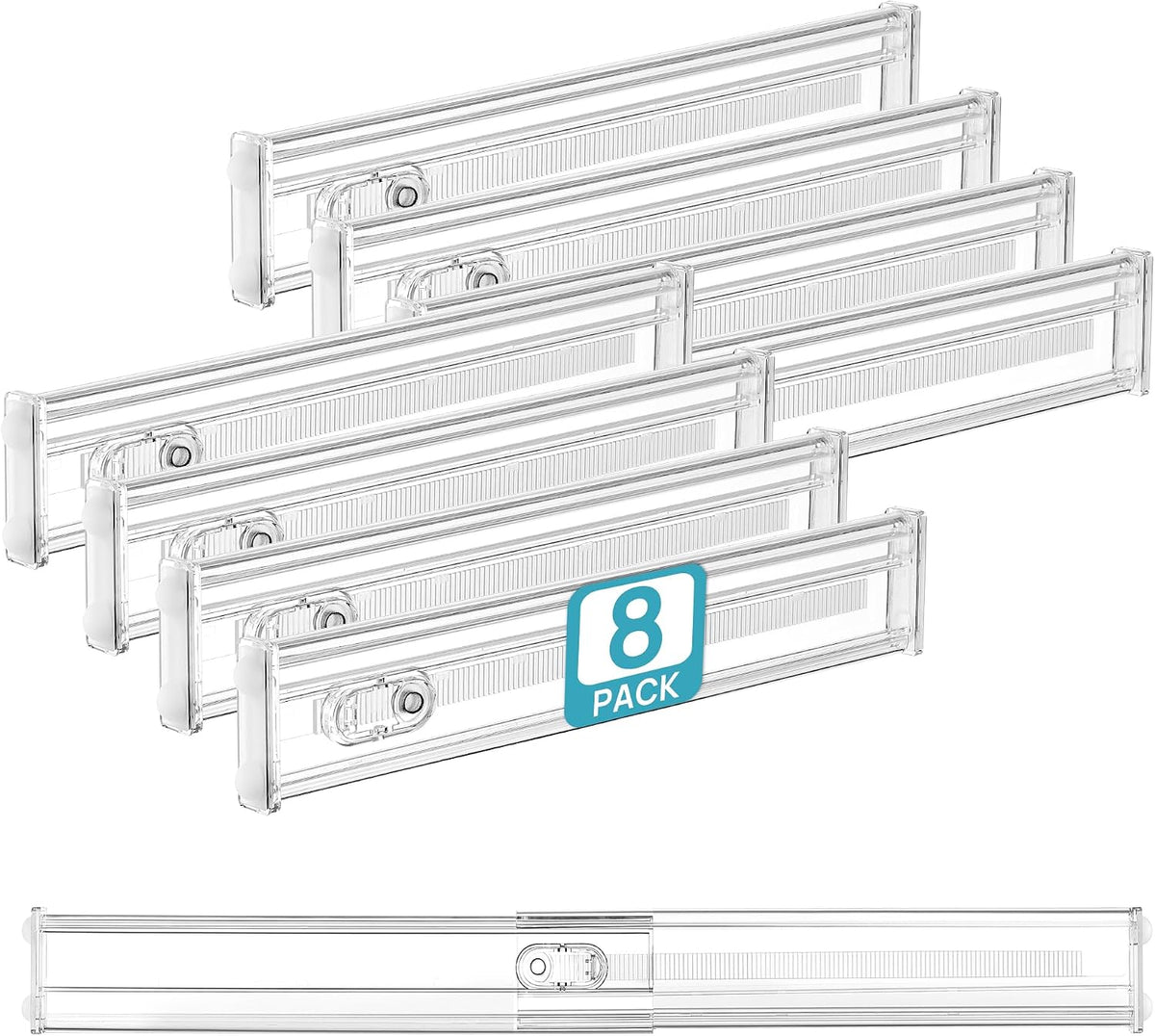 Vtopmart 6" Tall Upgrade Drawer Dividers, 12.8"-22.3" Expandable, 8 Pack