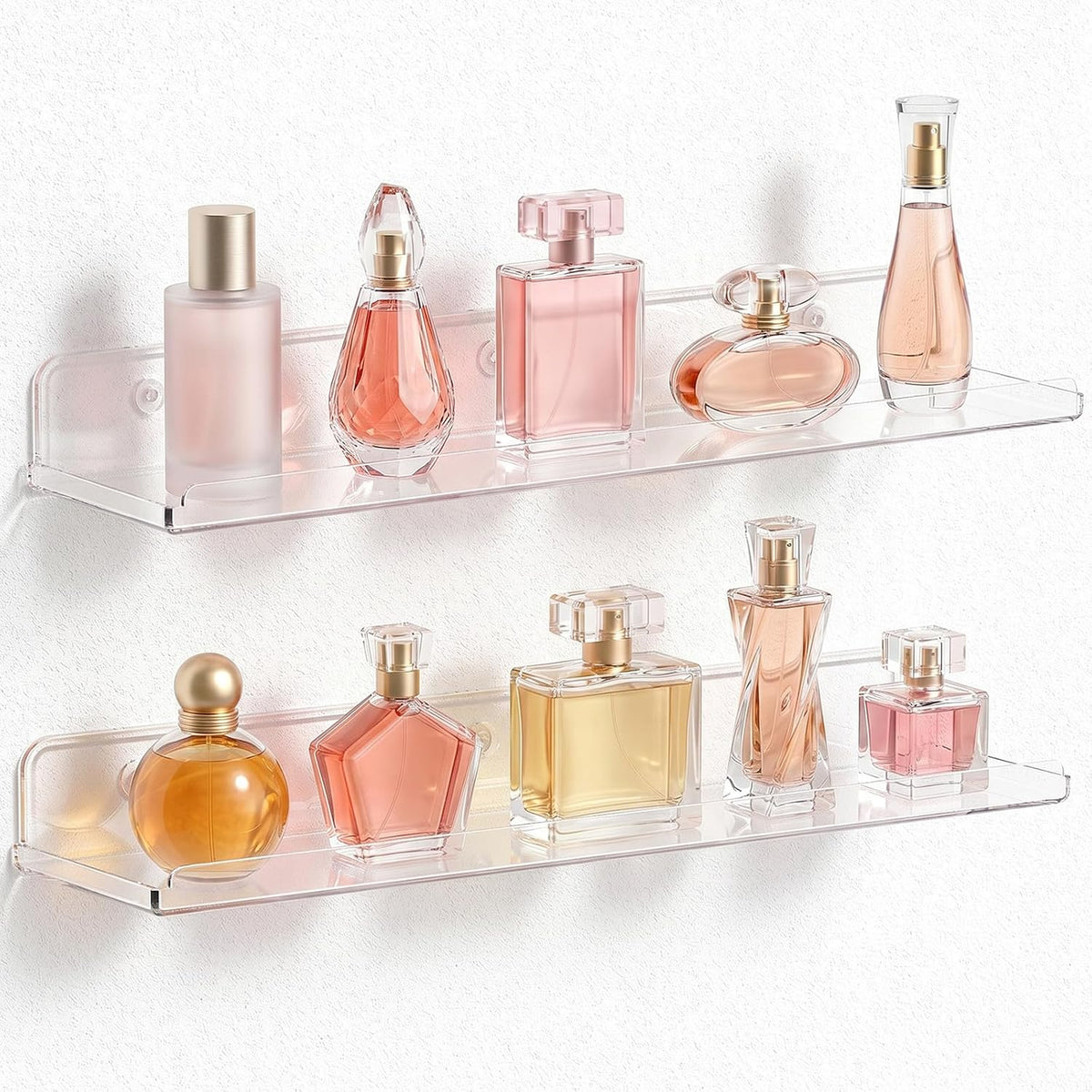 Lifewit Acrylic Floating Shelves for Bathroom 14" Clear, 4 Pack