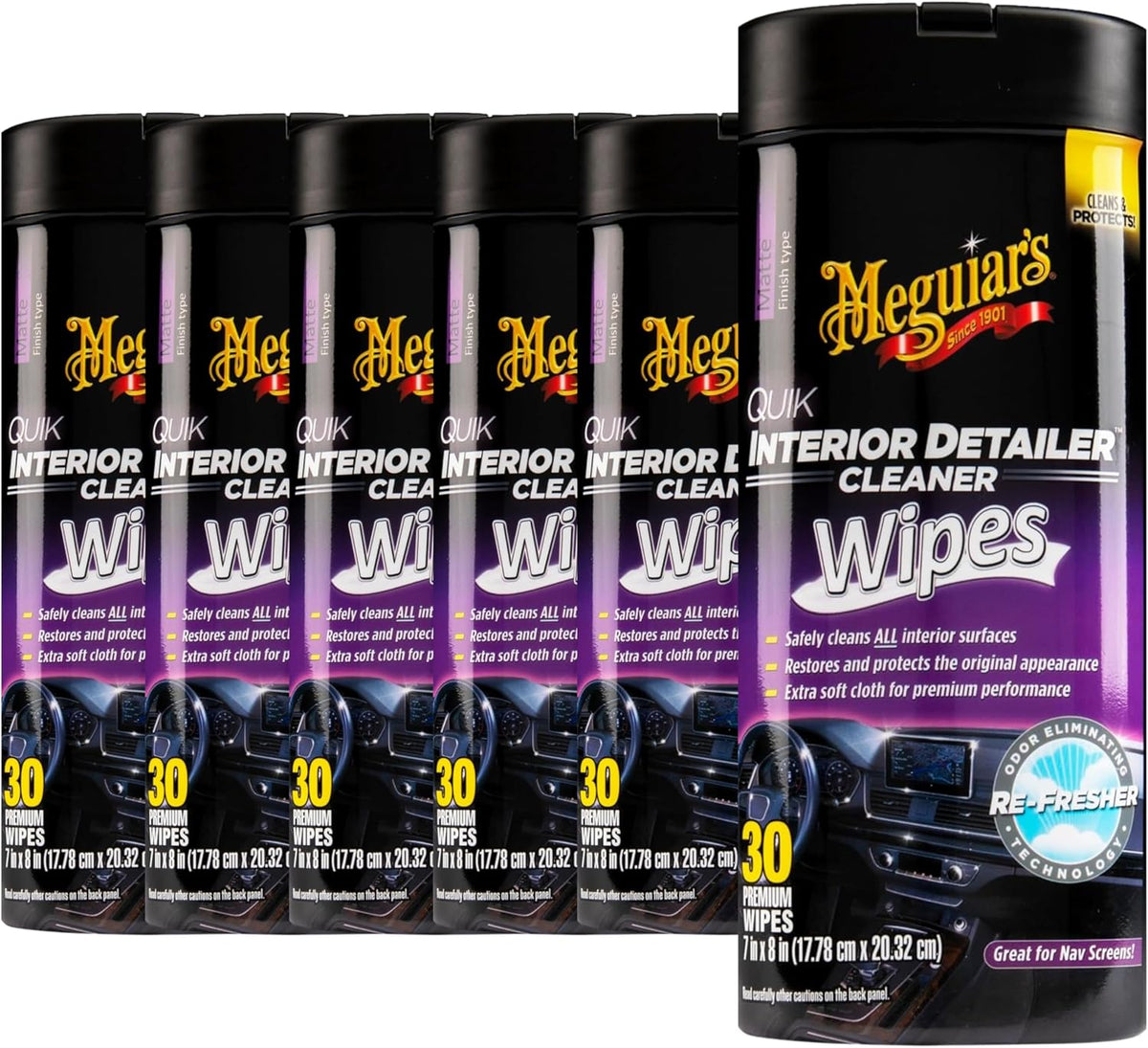 Meguiar's Quik Interior Detailer Wipes - This Non-Greasy Formula Cleans and Protects All Interior Surfaces - All Surface Car Wipes with UV Protection,Car Interior Cleaning, 30 Count