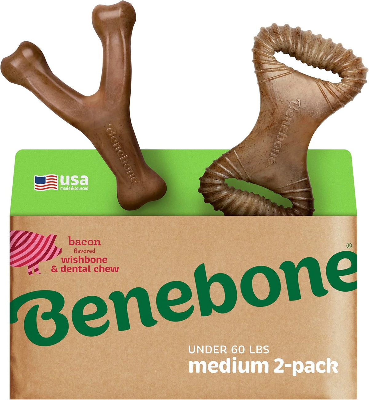 Benebone Small 4-Pack Dog Toys for Aggressive Chewers – Under 30 lbs | Durable, Multipack, Super Chewer, Made in USA, Dog Bones, Long-Lasting, A Size for Every Dog, Keeps Them Busy
