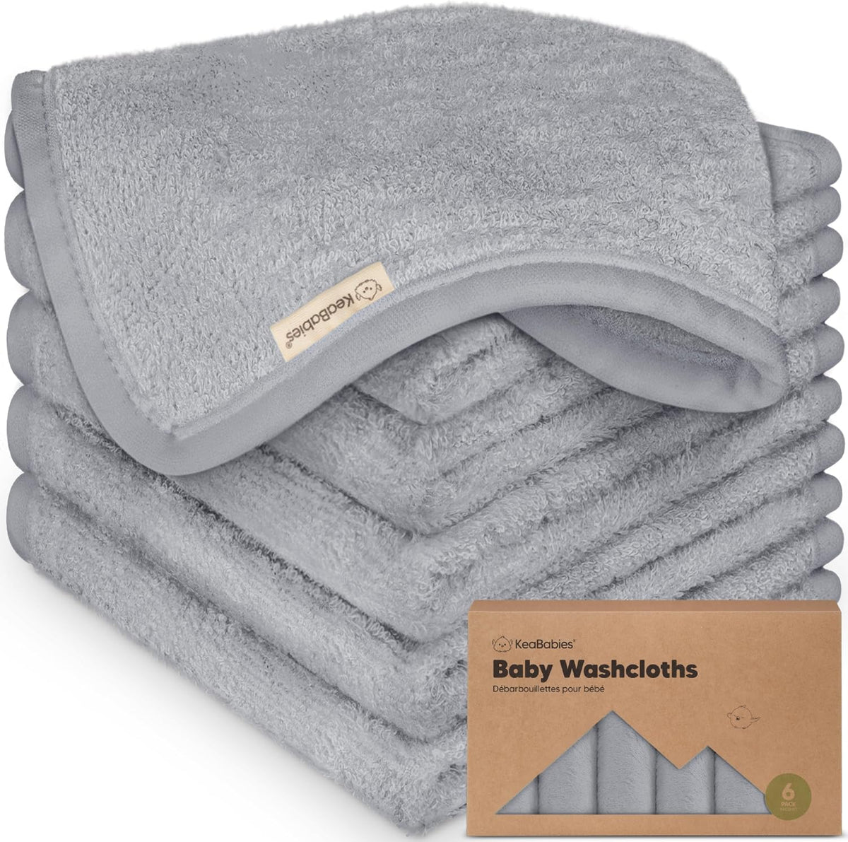 6-Pack Baby Washcloths, Soft Absorbent Washcloths for Face, Body (White)