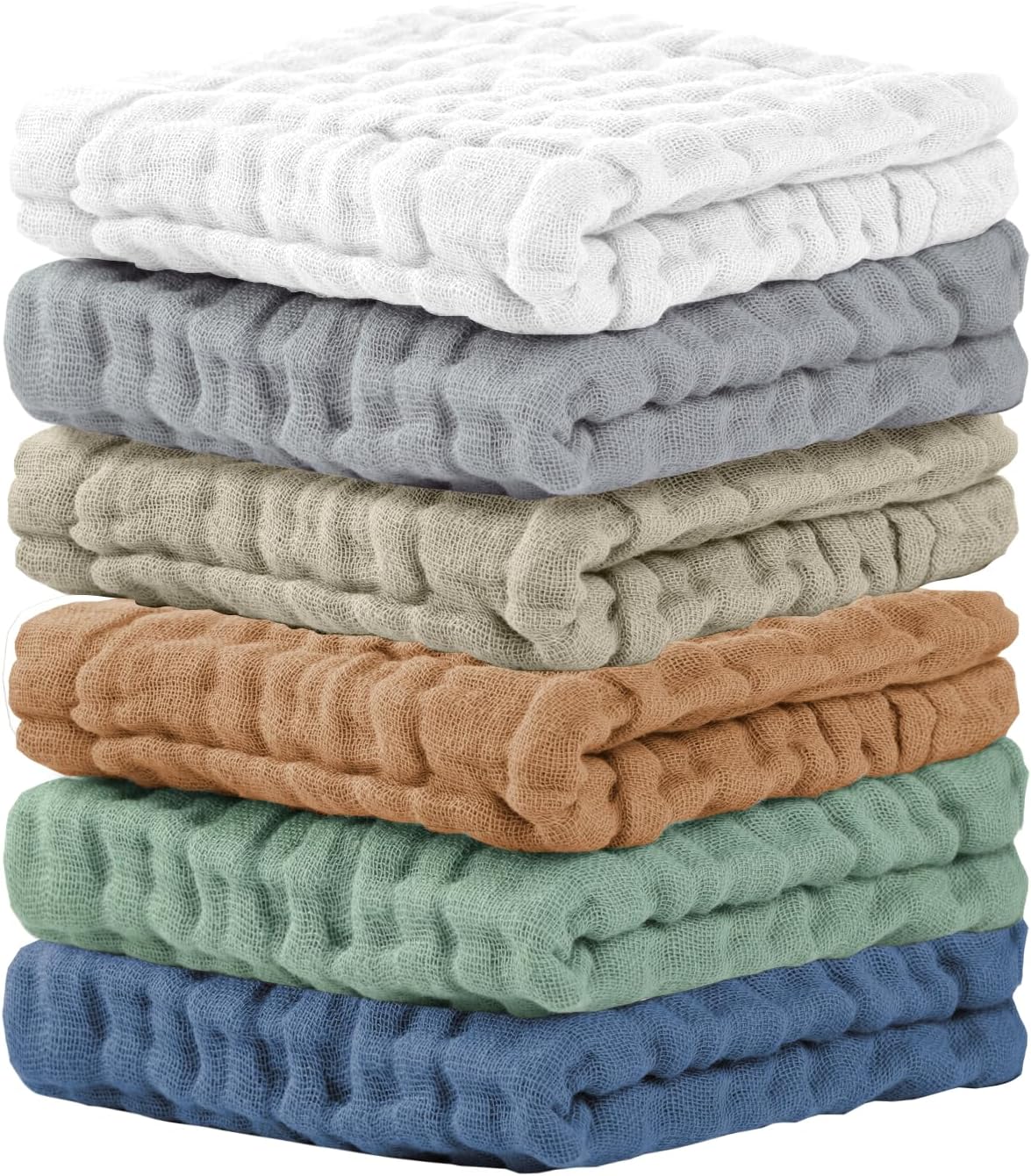 Cuddle Campus 6 Pack Muslin Baby Washcloths, Burp & Wash Cloths for Babies