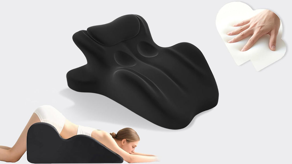 Ergonomic Memory Foam Wedge Pillow, 27° Bed Wedge Support, Black