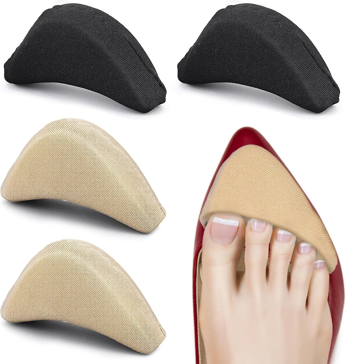 WLLHYF 2 Pairs Soft Sponge Adjustable Shoe Filler， Big Toe Plug Foot Brace Shoe Pads Unisex Shoe Too Big Inserts for High Heel Women Reusable Make Big Shoes Fit