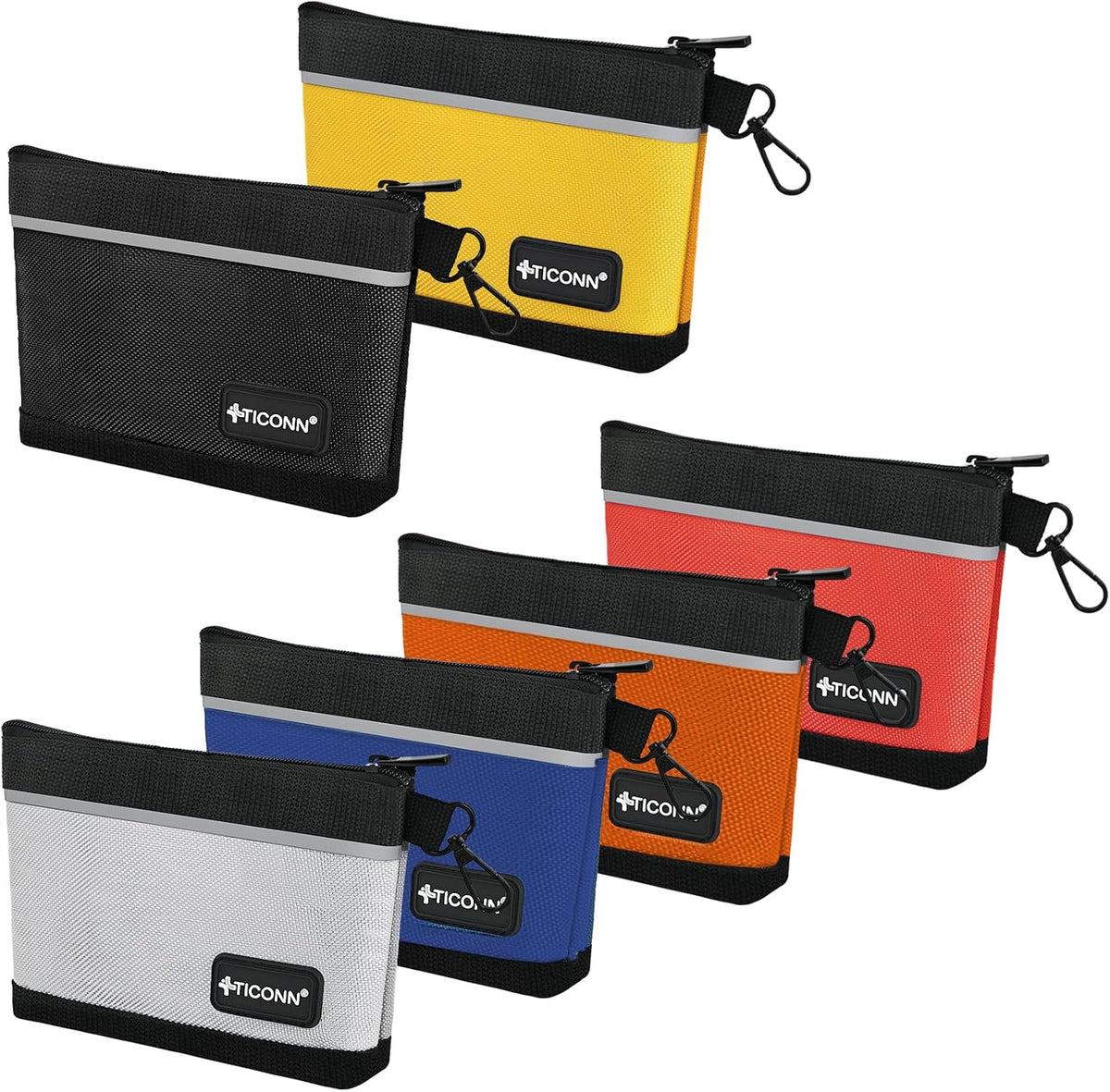 TICONN 6PK Tool Pouches with Zipper, Waterproof 1680D Oxford Small Tool Bag