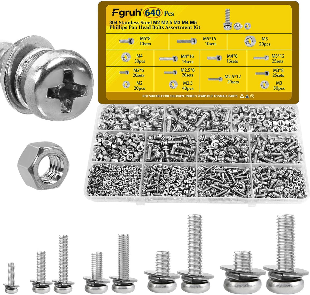 750PCS M3 Hex Socket Screw Assortment Kit,M3x6/8/10/12/16/20/25/30 mm