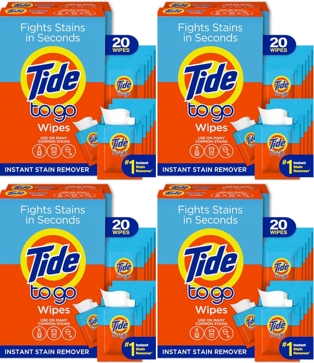 Tide To Go Stain Remover Wipes for Clothes, Instant Laundry Travel Stain & Spot Remover, 3 Pack, (30 Wipes Total)