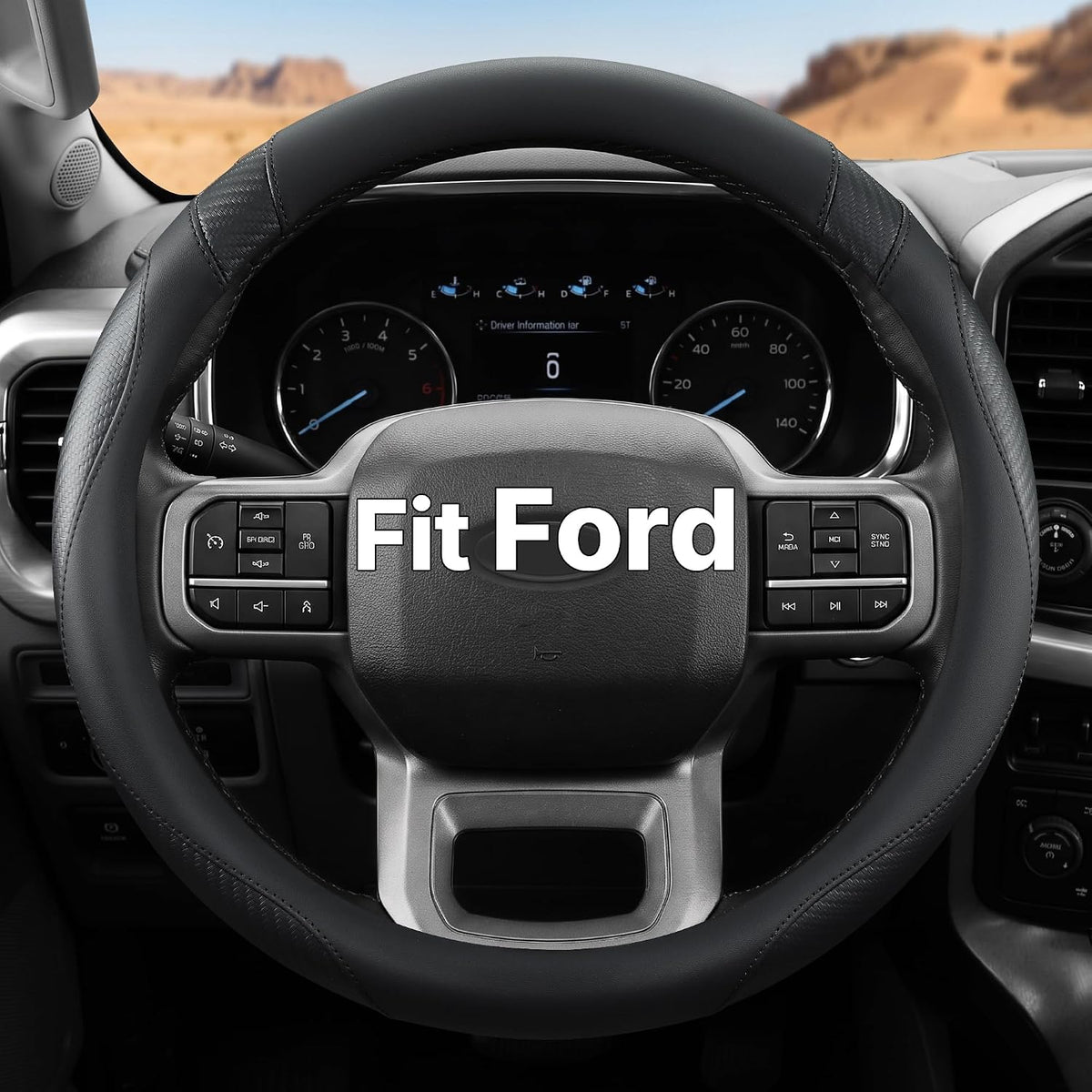 West Llama Customized Auto Car Steering Wheel Cover for Ford F-150, F-250, F-350, Expedition (Black)