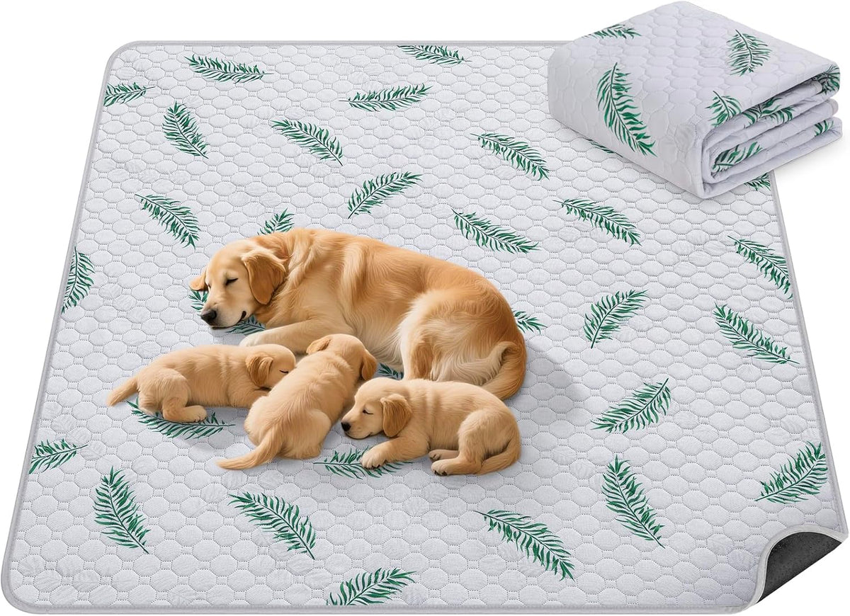 Washable Dog Pee Pads, Non-Slip Waterproof, 36 x 41 in, 2 Pack, Feather | Super absorbent, waterproof and non-slip; washable, reusable dog pads for crates, playpens, floors, furniture and travel
