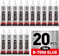 20 PCS 15ml B7000 Rhinestone Glue Clear with Precision Tip, Bedazzling Glue, Multipurpose Super Glues for Nail, Craft, Jewelry Making, Nail Art, DIY, Makeup, Shoes