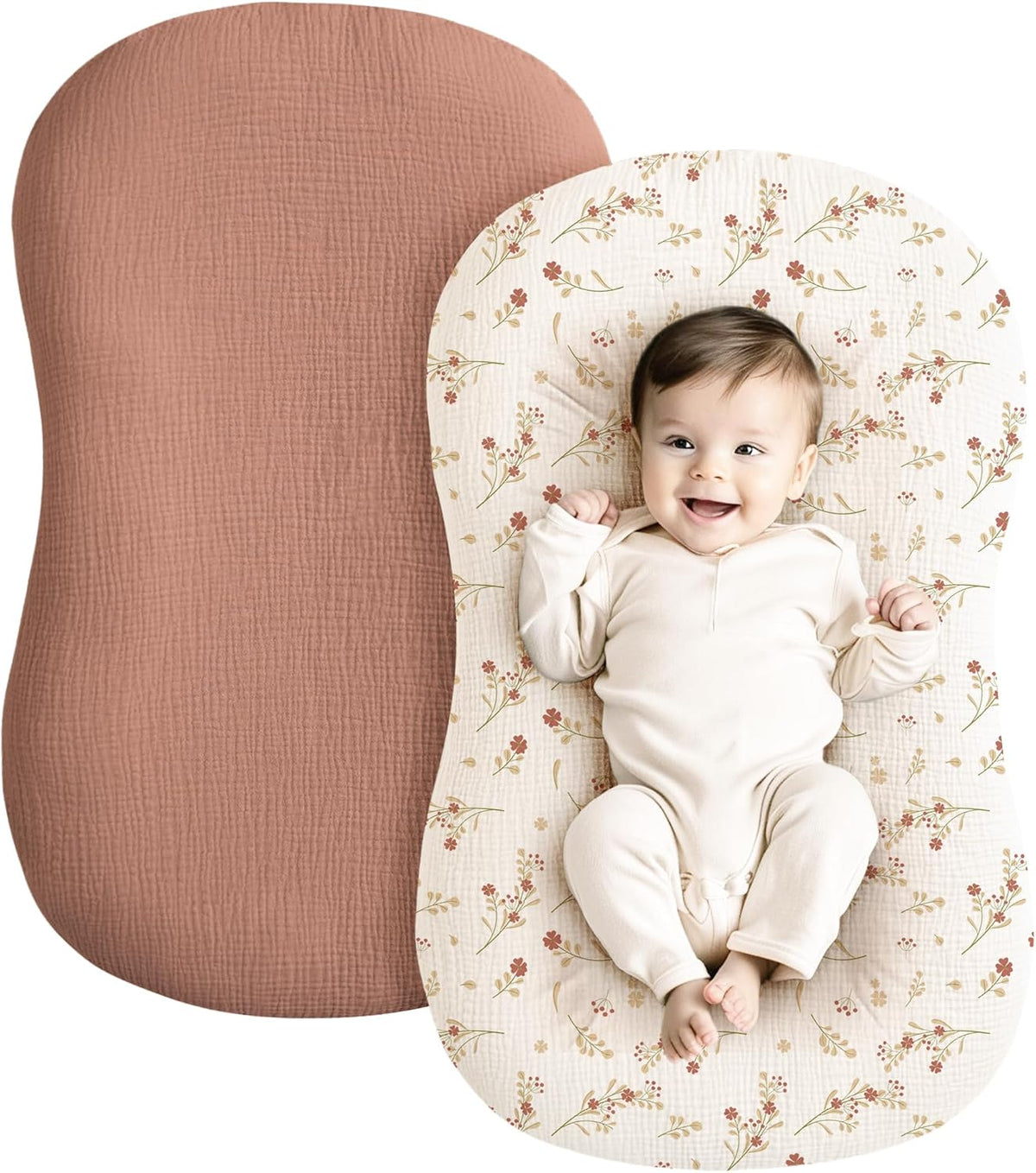 Konssy 2 Pack Muslin Baby Lounger Covers, Covers Only, 30.7" x 20"