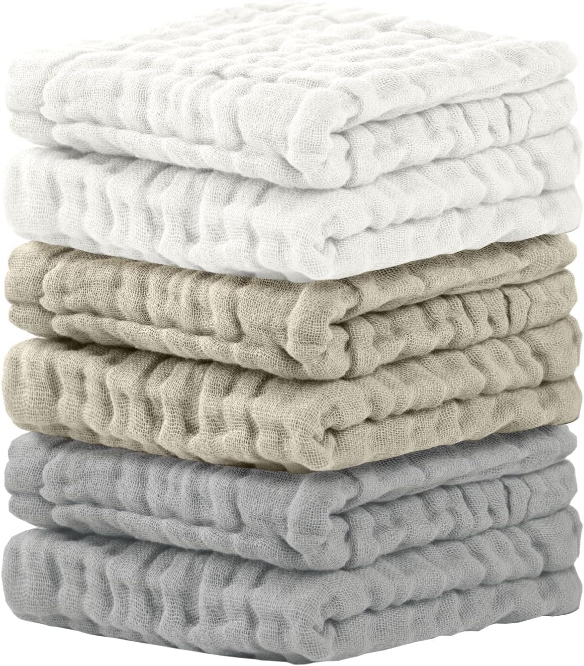 Cuddle Campus 6 Pack Muslin Baby Washcloths, Burp & Wash Cloths for Babies
