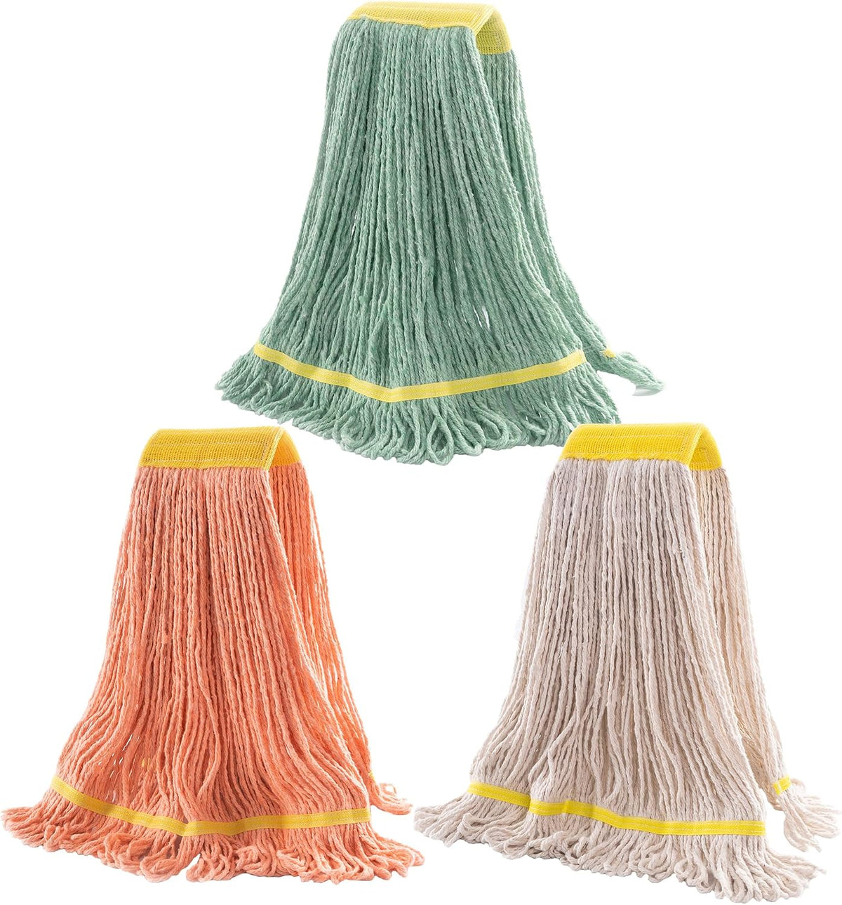 Matthew Cleaning Heavy Duty Mop Head Commercial Replacement for General and Floor Cleaning , Wet Industrial Blue Cotton Looped End String Head Refill (Pack of 3) Blue