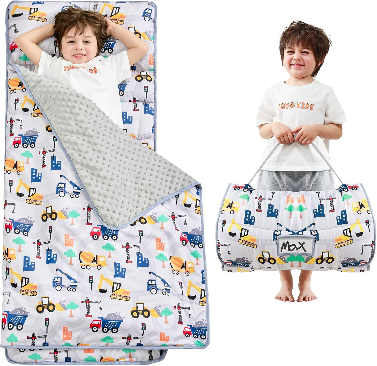 Lasoftan Toddler Nap Mat with Pillow and Blanket, Extra Large Rolled Napping Mats,Slumber Bags for Boys Girls,Kids Sleeping Bag for Daycare, Preschool Travel Camping