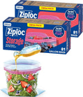 Ziploc Gallon Food Storage Bags, Stand-Up Bottom, Easy to Fill, 96 Count