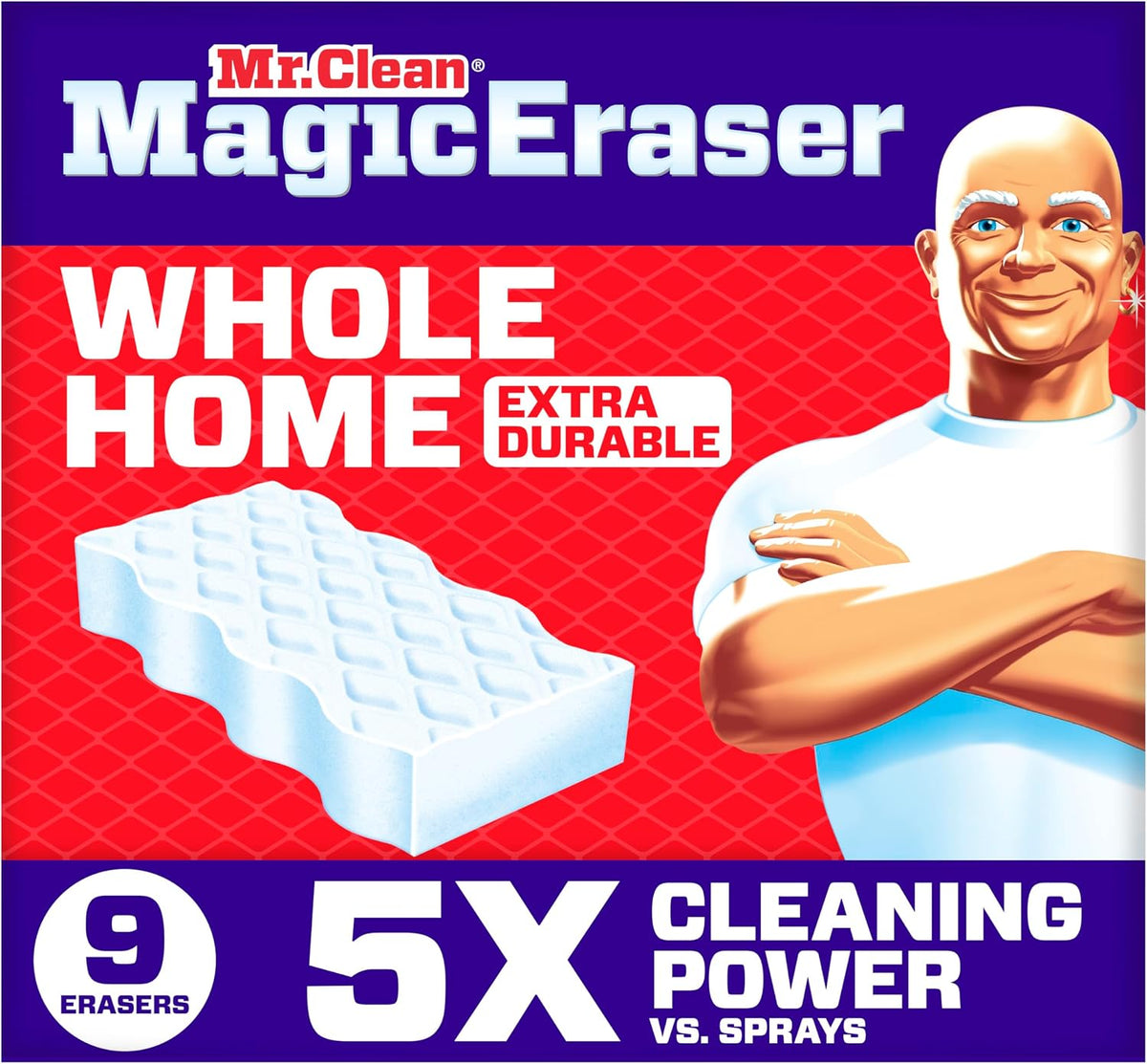 Mr. Clean Magic Eraser, All Purpose Cleaner, Cleaning Scrubber, Wall, Sneaker, Kitchen, Bathroom, Shower Cleaning Supplies, Melamine Pads, Whole Home Extra Durable, 12ct