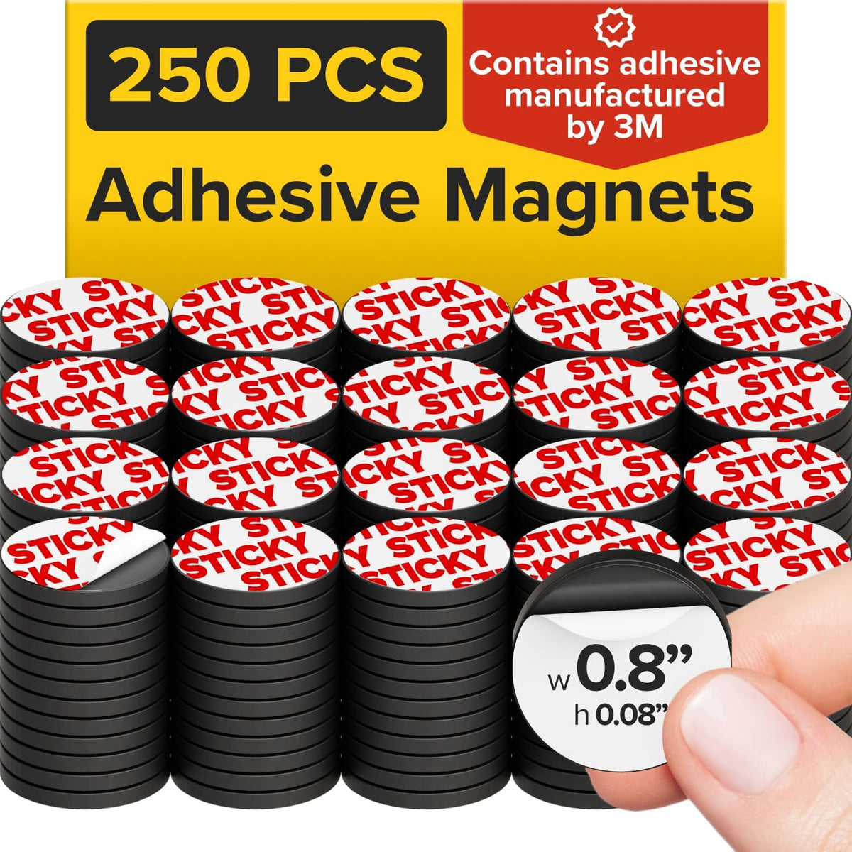 Sticky Flexible Adhesive Magnets for Crafts, 0.8"x0.08" (20x2mm), 120 pcs