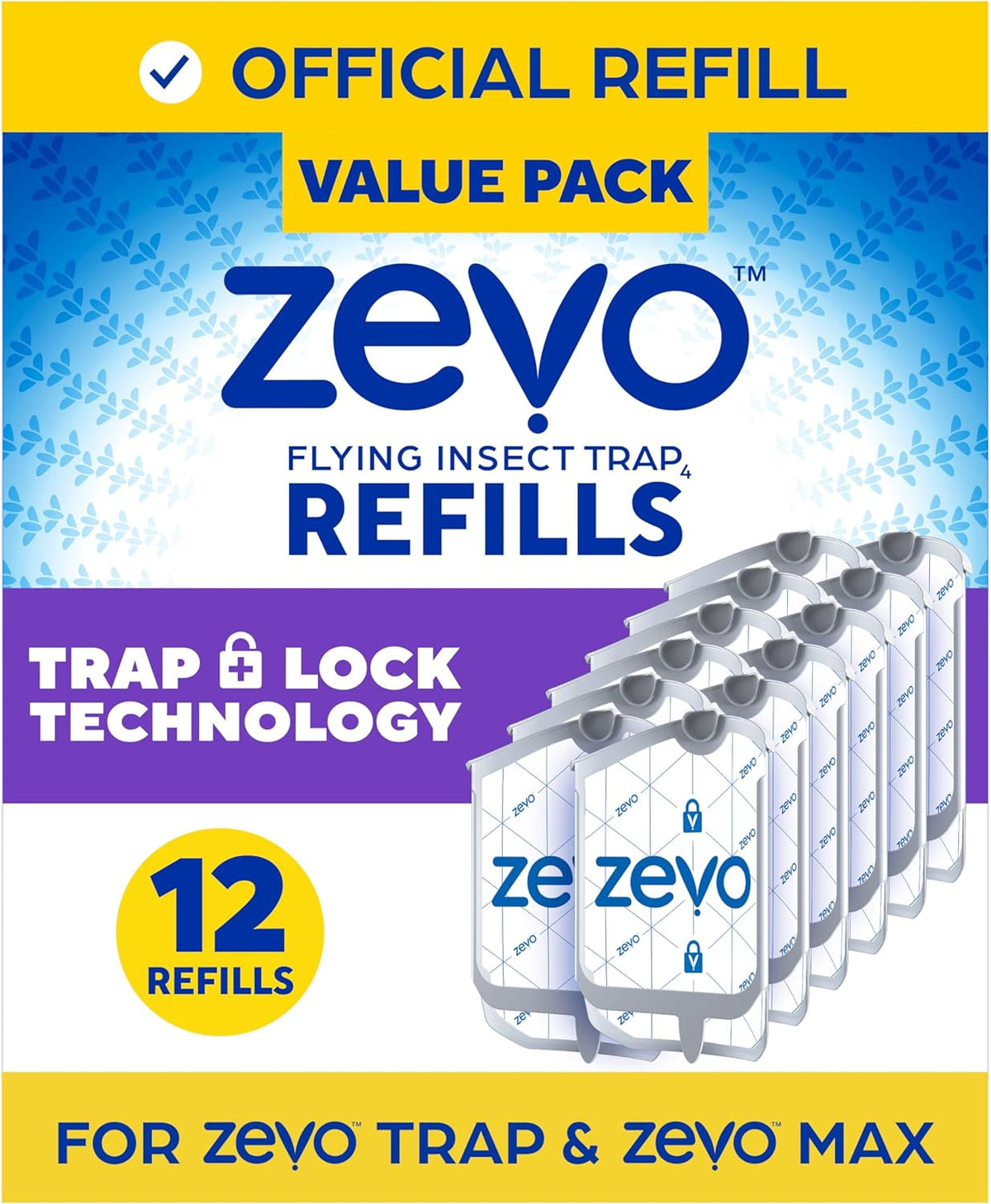 Zevo Flying Insect Trap Refill Cartridges for Fruit Flies & Gnats, 4 Count