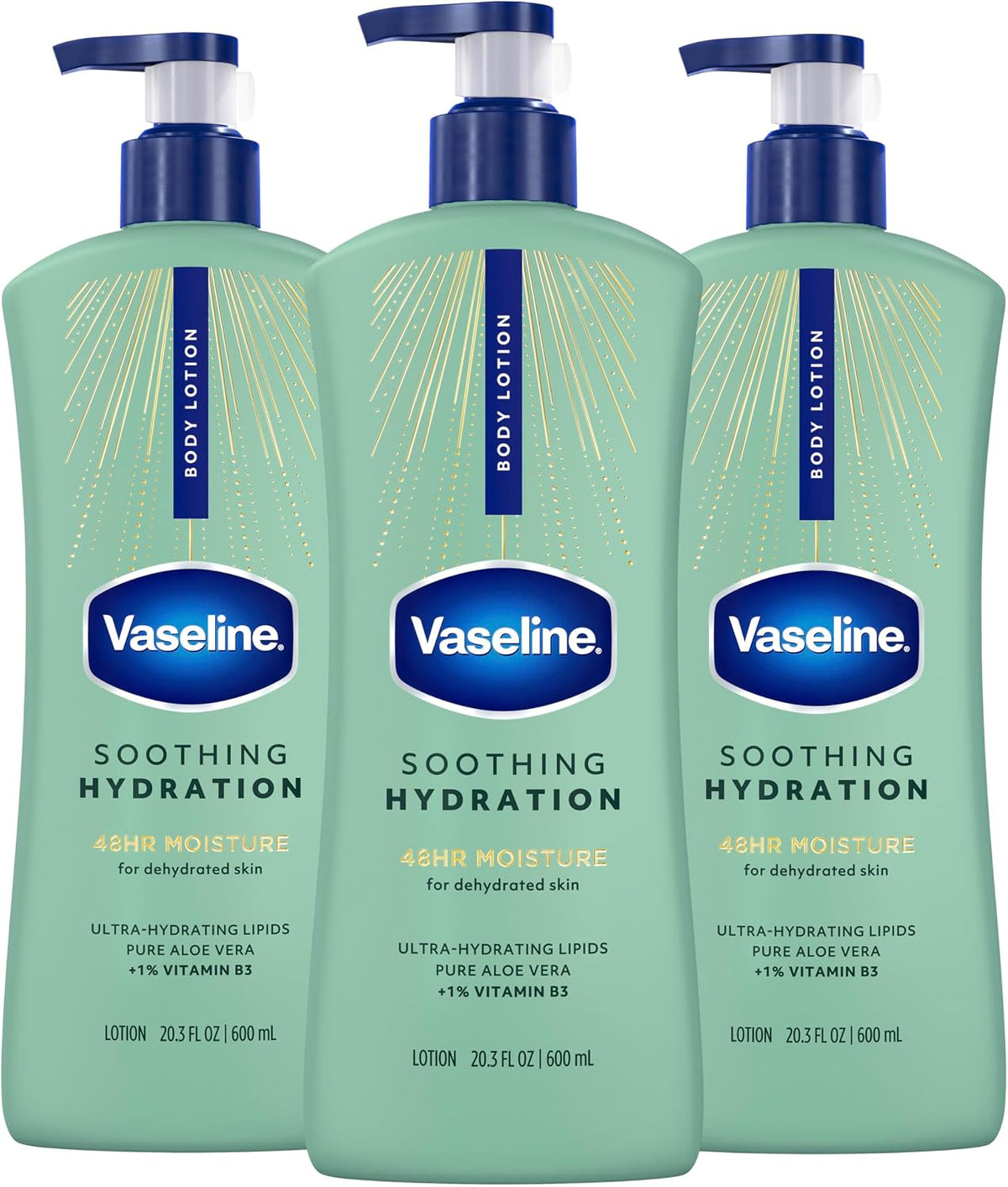 Vaseline Soothing Hydration Body Lotion with Aloe Vera Extract 20.3oz 3ct