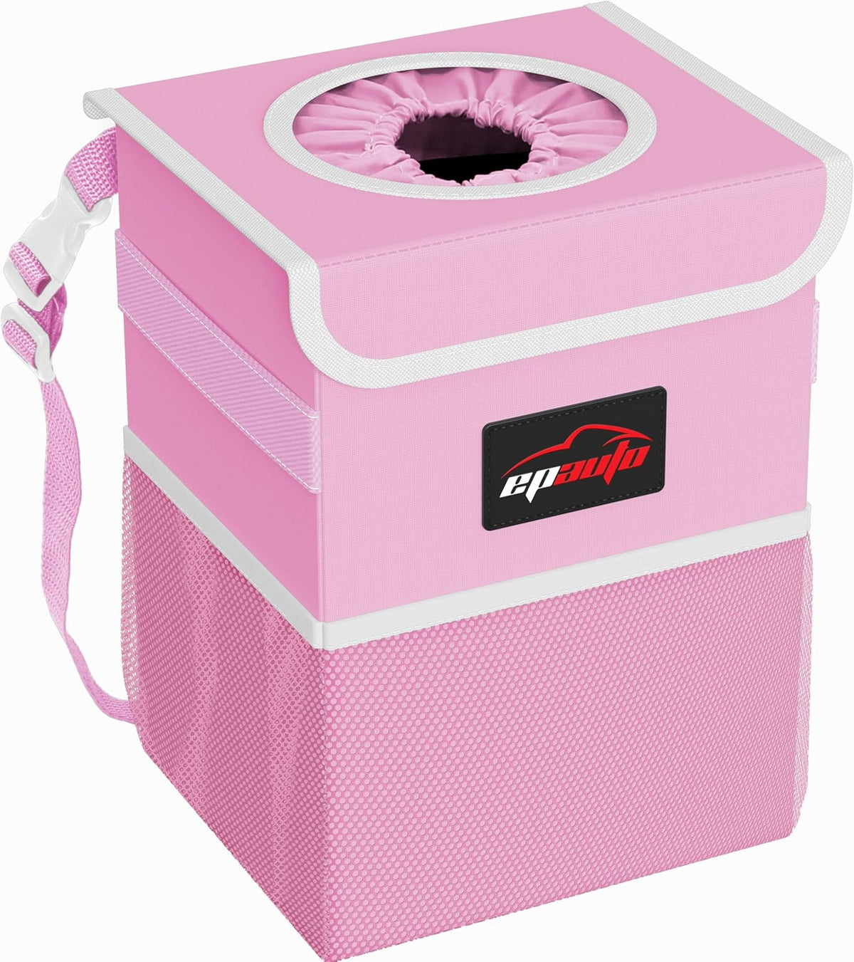 EPAuto Waterproof Car Trash Can with Lid and Pockets, 2.5 Gal, Black