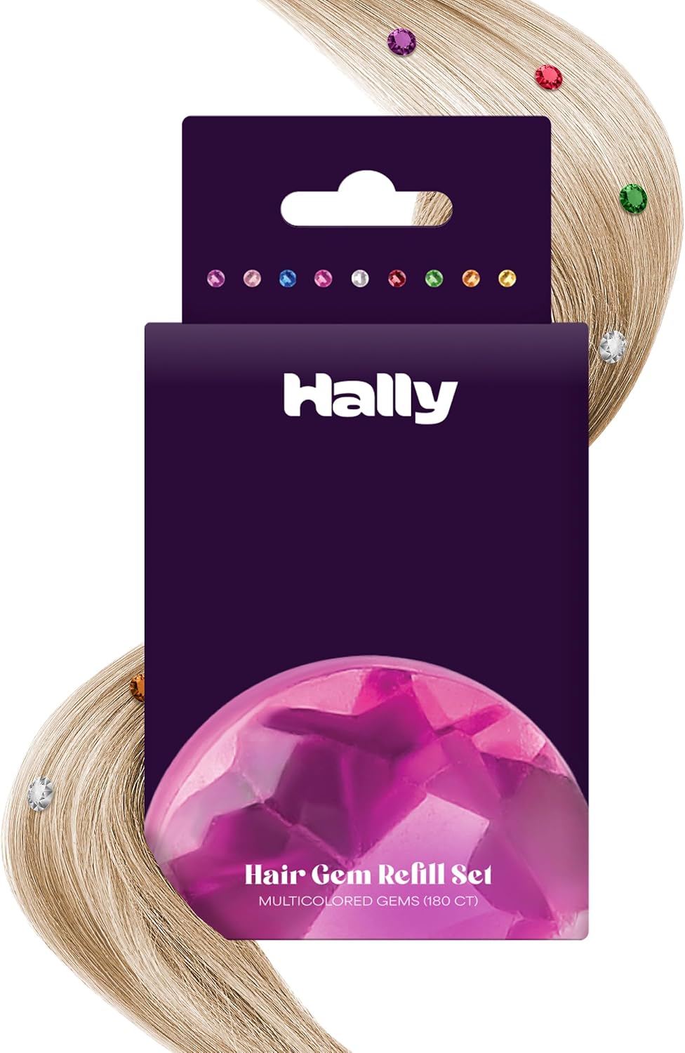Hally Hair Gem Pen Kit with 240 Stick-On Hair Gems and Stamper Tool
