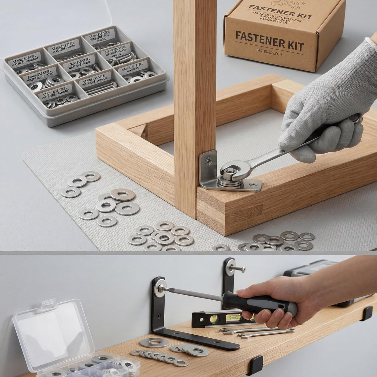 Stainless Steel Flat Washers Assortment, 18-8 (304) Stainless Steel, 547-Piece Set (Assorted Metric Sizes M3-M12, 3mm, 4mm, 5mm, 6mm, 8mm, 10mm, 12mm) with Plastic Storage Case