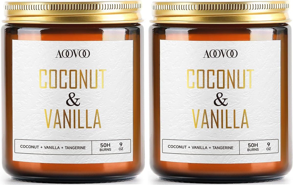 AOOVOO Coconut Vanilla Candles - 9 oz Scented Candles