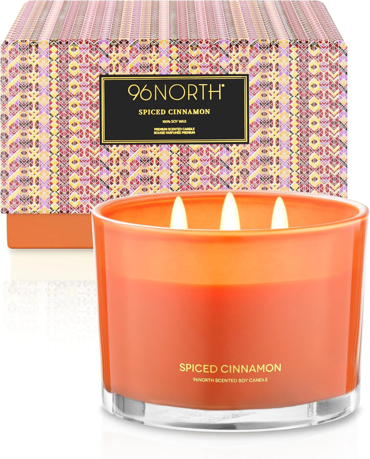 96NORTH Luxury Vanilla Soy Candles | Large 3 Wick Jar Candle | Up to 50 Hours Burning Time | 100% Natural Soy Wax | Relaxing Aromatherapy Aesthetic Candle | Housewarming Gift for Men and Women