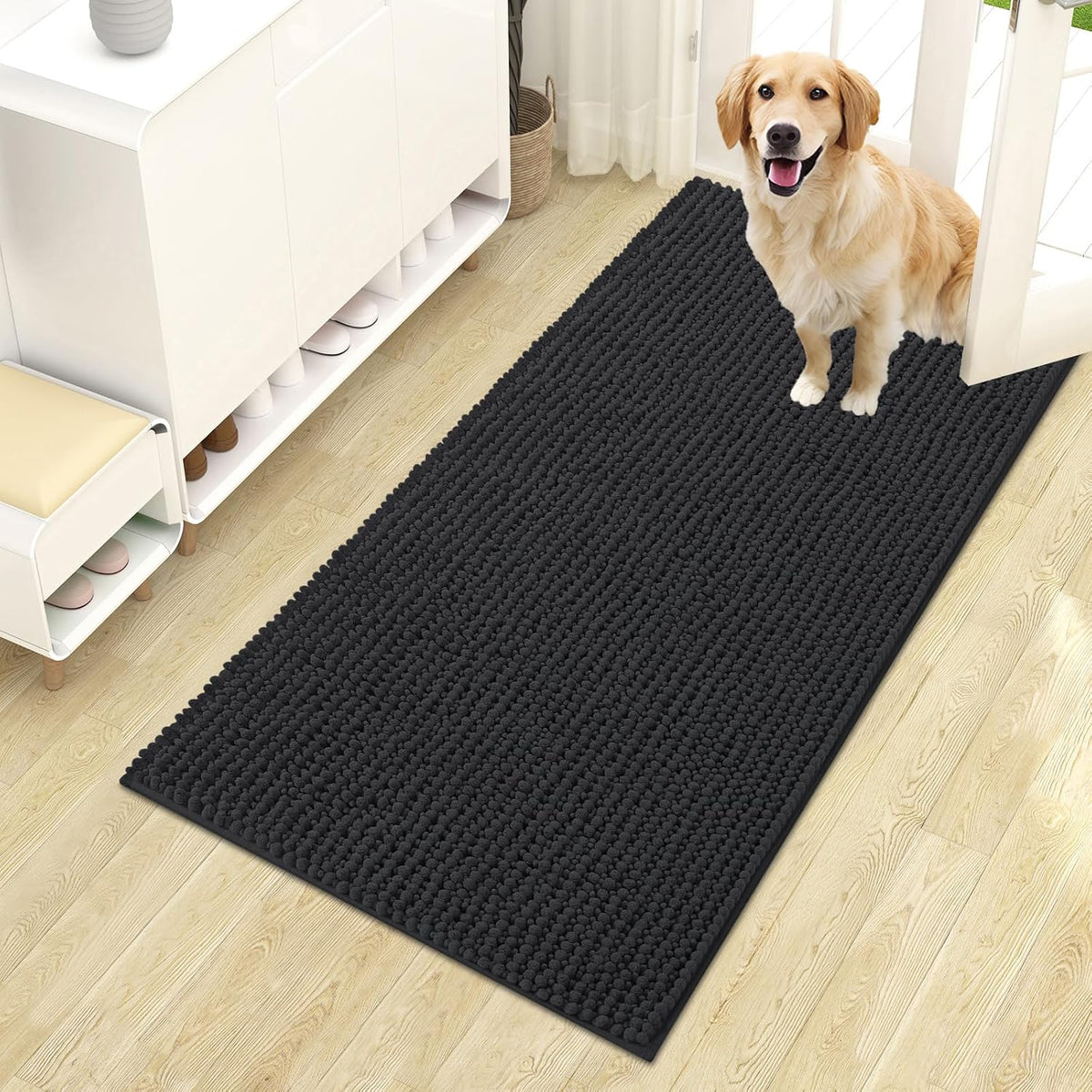 OLANLY Dog Door Mat for Muddy Paws 30x20, Extra Absorbent Chenille Mud Mat