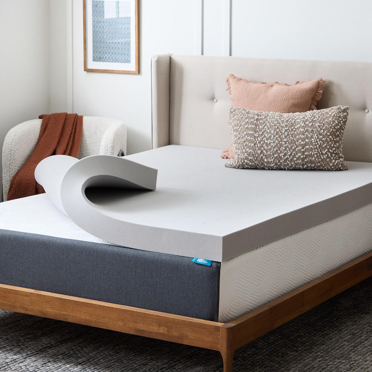 Lucid 4 Inch Memory Foam Mattress Topper, Twin XL Size – Cooling Gel Bed Topper – Preassure-Relieving Ultra Plush Feel – Ventilated Breathable Design – CertiPur Certified - Dorm Room Essentials